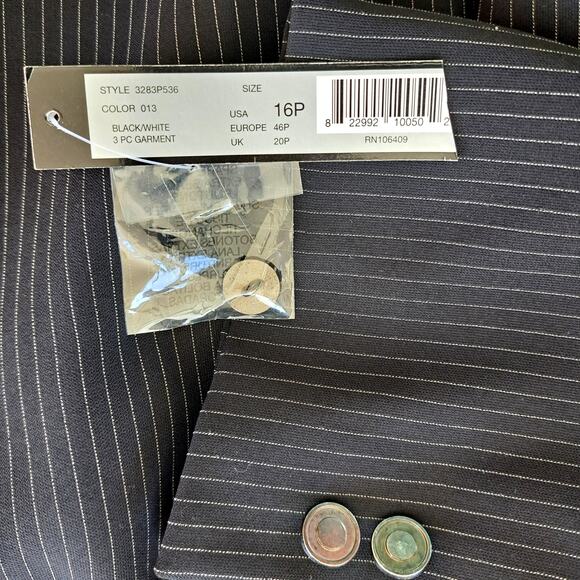 NEW Tahari Black Pinstripe 2-Piece Skirt Suit Size 16 Petite - Picture 6 of 11